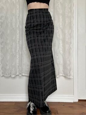 Whimsygoth Black & Silver Plaid Skirt